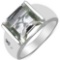5.71 CTW Genuine Green Amethyst & White Diamond .925 Sterling Silver Ring
