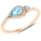 0.65 CTW Genuine Swiss Blue Topaz and White Diamond 14K Yellow Gold Ring
