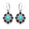 3.68 CTW Genuine Turquoise & Smoky Topaz .925 Sterling Silver Earrings