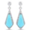 3.15 CTW Genuine Turquoise and White Topaz .925 Sterling Silver Earrings