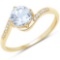0.79 CTW Genuine Aquamarine and White Diamond 14K Yellow Gold Ring