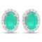 0.99 CTW Genuine Zambian Emerald and White Diamond 14K Yellow Gold Earrings