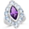 5.30 CTW Genuine Amethyst and Blue Topaz .925 Sterling Silver Ring