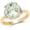14K Yellow Gold Plated 4.15 CTW Genuine Green Amethyst & White Topaz .925 Sterling Silver Ring