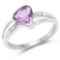 1.41 CTW Genuine Amethyst and White Diamond .925 Sterling Silver Ring