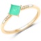 0.42 CTW Genuine Zambian Emerald and White Diamond 14K Yellow Gold Ring