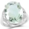 7.98 CTW Genuine Green Amethyst and White Topaz .925 Sterling Silver Ring