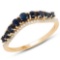 0.79 CTW Genuine Blue Sapphire and White Diamond 14K Yellow Gold Ring