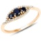 0.47 CTW Genuine Blue Sapphire and White Diamond 14K Yellow Gold Ring