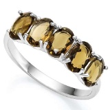 2.00 CTW CREATED SMOKEY TOPAZ 925 STERLING SILVER RING