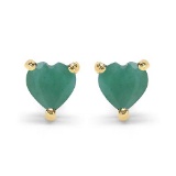 0.50 CTW Genuine Emerald 10K Yellow Gold Earrings