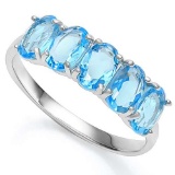 2.00 CTW CREATED BLUE TOPAZ 925 STERLING SILVER RING