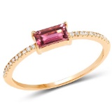 0.47 CTW Genuine Pink Tourmaline and White Diamond 14K Yellow Gold Ring