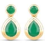 2.56 CTW Genuine Emerald 14K Yellow Gold Earrings