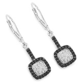 0.44 CTW Genuine Black Diamond and White Diamond .925 Sterling Silver Earrings