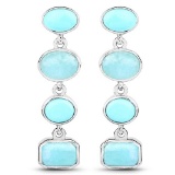 3.91 CTW Genuine Turquoise and Amazonite .925 Sterling Silver Earrings