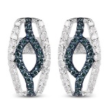 0.42 CTW Genuine Blue Diamond and White Diamond .925 Sterling Silver Earrings