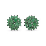 2.40 CTW Genuine Emerald Sterling Silver Earrings