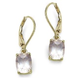 14K Yellow Gold Plated 3.92 CTW Genuine Rose Quartz Sterling Silver Earrings
