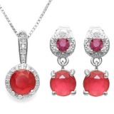 CREATED 2.77 CTW RUBY 925 STERLING SILVER SET