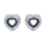 0.49 CTW Genuine Blue Diamond & White Diamond .925 Streling Silver Earrings