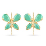 1.20 CTW Genuine Emerald 14K Yellow Gold Earrings
