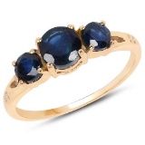 1.46 CTW Genuine Blue Sapphire and White Diamond 14K Yellow Gold Ring