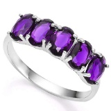 2.00 CTW CREATED AMETHYST 925 STERLING SILVER RING