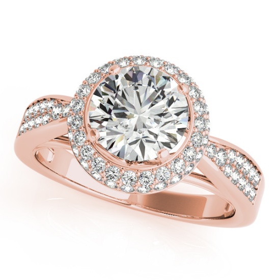 CERTIFIED 18K ROSE GOLD 0.86 CT G-H/VS-SI1 DIAMOND HALO ENGAGEMENT RING