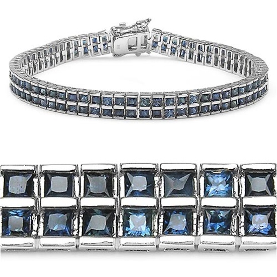 9.50 CTW Genuine Blue sapphire Sterling Silver Bracelet
