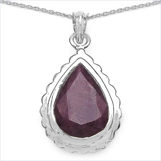 14.10 CTW Genuine Ruby .925 Sterling Silver Pendant