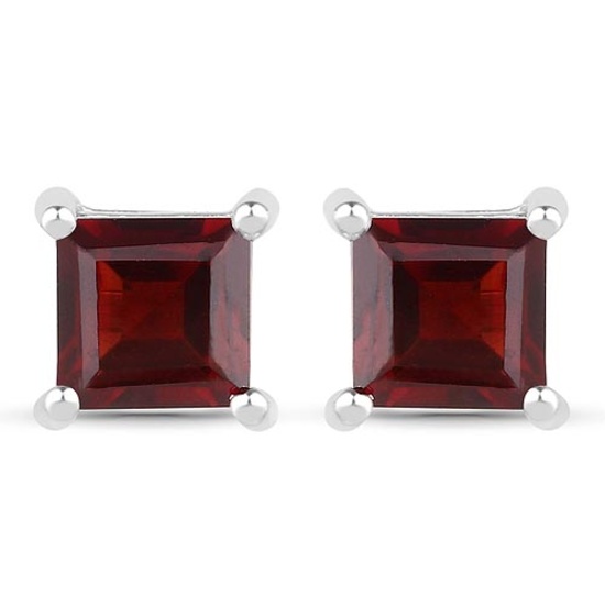 1.66 CTW Genuine Garnet .925 Sterling Silver Earrings