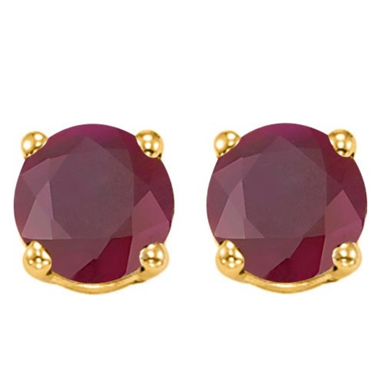 2.00 CTW RUBY 10K SOLID YELLOW GOLD ROUND SHAPE EARRING