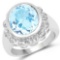 5.39 CTW Genuine Blue Topaz and White Topaz .925 Sterling Silver Ring