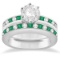 Semi-Eternity Emerald & Diamond Bridal Set Platinum (1.96ctw)
