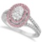 Double Halo Diamond & Pink Tourmaline Engagement Ring 14K White Gold (1.10ctw)