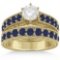 Diamond & Sapphire Wedding and Engagement Ring Set 14k Yellow Gold (2.90ctw)