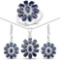 9.56 CTW Genuine Blue Sapphire and White Topaz .925 Sterling Silver 3 Piece Jewelry Set (Ring Earrin