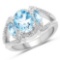 2.61 CTW Genuine Blue Topaz and White Topaz .925 Sterling Silver Ring