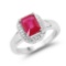 1.98 CTW Glass Filled Ruby and White Topaz .925 Sterling Silver Ring