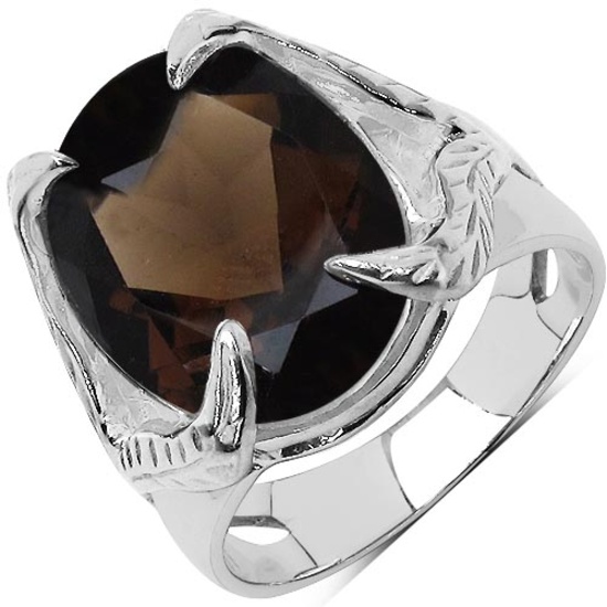 7.80 CTW Genuine Smoky Topaz .925 Sterling Silver Ring