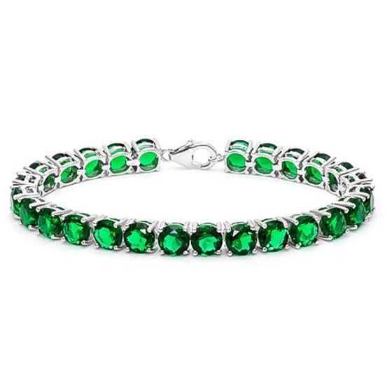 27.00 CTW NATURAL EMERALD 14K GOLD TENNIS BRACELET