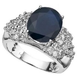 14K BLACK SAPPHIRE & WHITE DIAMOND 7.97 CTW Ring