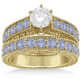 Diamond & Tanzanite Wedding and Engagement Ring Set 14k Yellow Gold (2.45ctw)