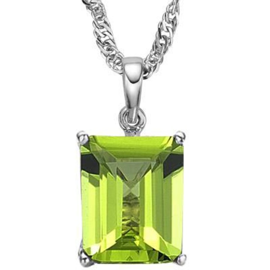 0.9 CTW PERIDOT 10K SOLID WHITE GOLD OCTWAGON SHAPE PENDANT