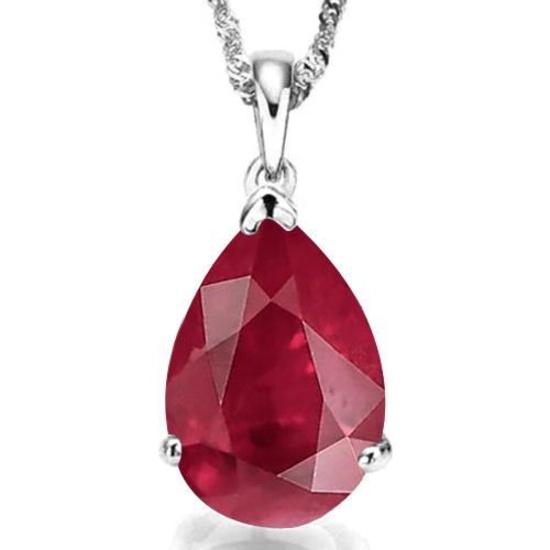 1.0 CTW RUBY 10K SOLID WHITE GOLD PEAR SHAPE PENDANT
