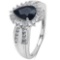 1.74 CTW Genuine Blue Sapphire White Topaz .925 Sterling Silver Solitaire Ring