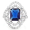 4.00 CT CREATED BLUE SAPPHIRE  40PCS CREATED DIAMOND 925 STERLING SILVER RING