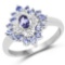 0.80 CTW Genuine Iolite and Tanzanite .925 Sterling Silver Ring