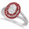 Double Halo Diamond & Ruby Engagement Ring 14K White Gold (1.04ctw)